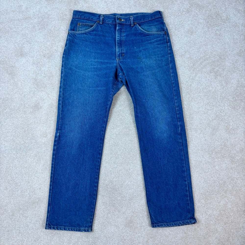 Vintage Lee Mens Blue Straight Leg Denim Jeans Made in USA 38x31